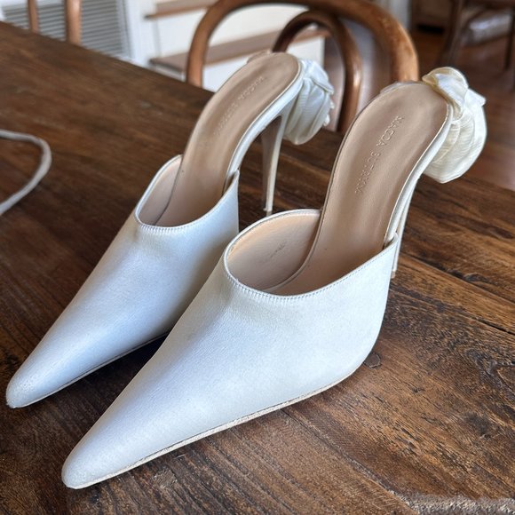 Magda Butrym Shoes - Magda Butrym Rose Appliquéd Satin Bridal Heel 38